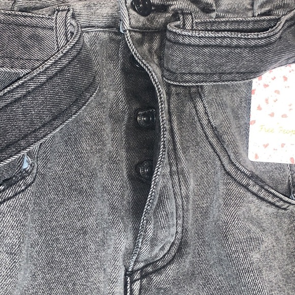 NWT Free People East of Eden Tie Waist Denim Skirt Washed Black Size 26 - Picture 9 of 13